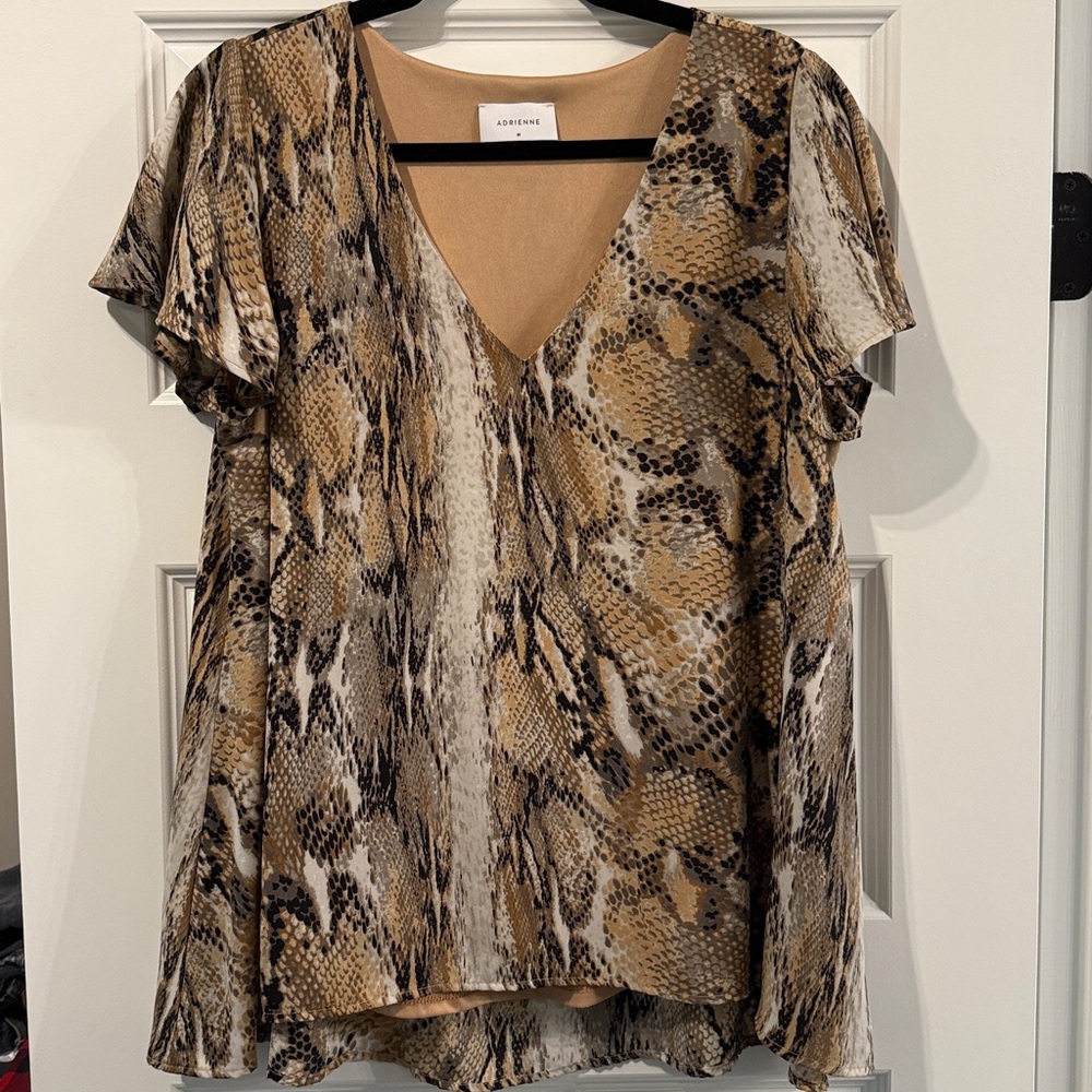 A New Day Snake Print V-Neck Top